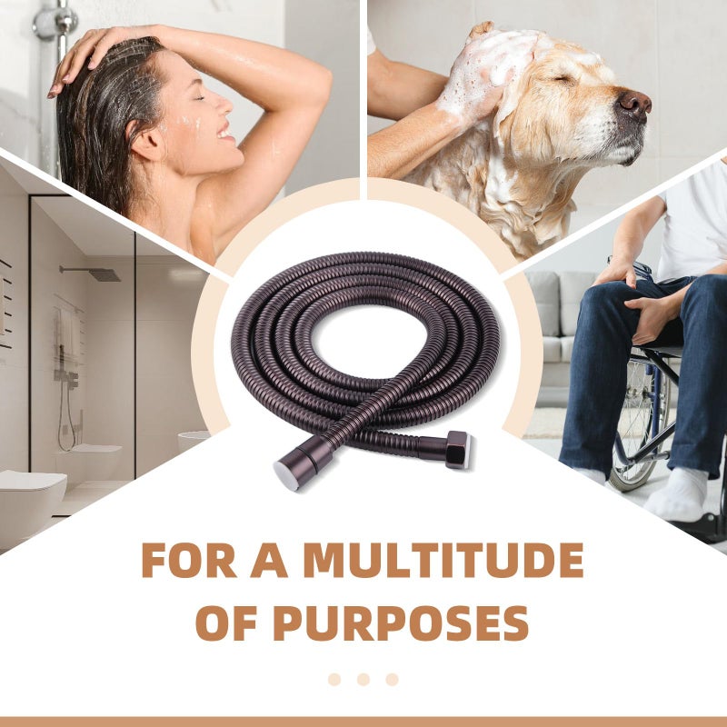 Angle Simple Handheld Shower Hose Replacement G 1/2 Thread Type, Stainless Steel Flexible Shower Head Hose Extra Long, 79 Inches, Oil Rubbed Bronze - Image 3